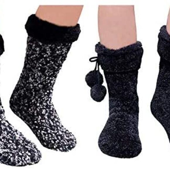 Jane & Bleecker Slipper Socks 2 Pairs Blue - Picture 6 of 6